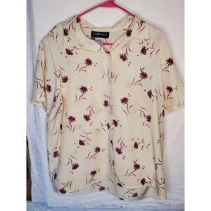 Sag Harbor Cream and Pink Poppy Blossoms XL Retro Y2K Button Down